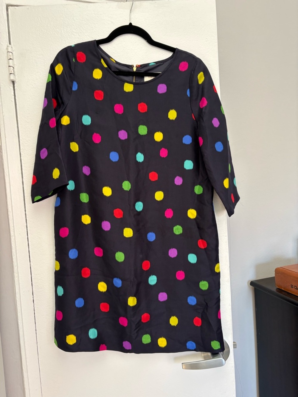 Kate Spade navy polka dot silk dress- size 8